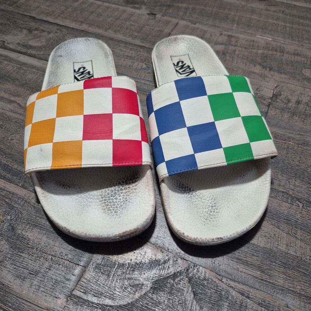 Vans off the Wall Mens Slides 12 Big Checkered Multi Color Slip On Shoes Casual